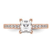True Origin 14K Rose Gold 0.33 Carat Lab Grown Diamond VS+ F+ Semi-Mount Emerald Engagement Ring view 4