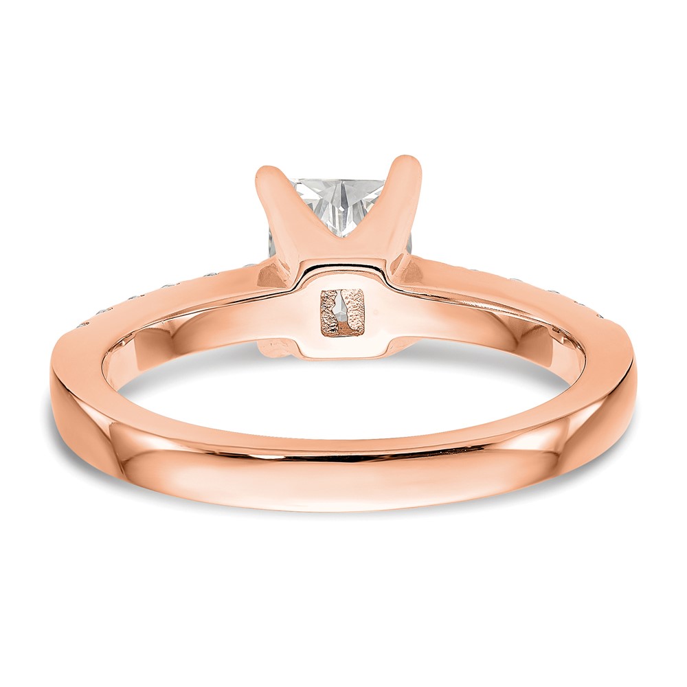 True Origin 14K Rose Gold 1/3 carat Lab Grown Diamond VS  D E F  Semi Mount Emerald Engagement Ring (RM2643E-100-RLD)