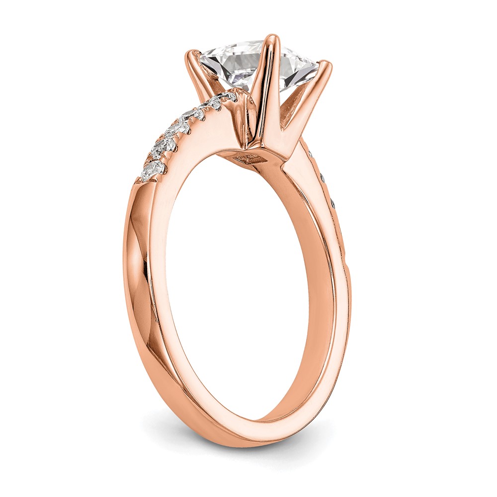 True Origin 14K Rose Gold 1/3 carat Lab Grown Diamond VS  D E F  Semi Mount Emerald Engagement Ring (RM2643E-100-RLD)