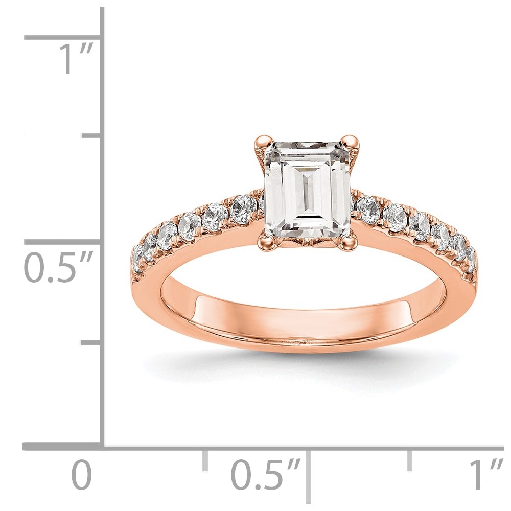 True Origin 14K Rose Gold 1/3 carat Lab Grown Diamond VS  D E F  Semi Mount Emerald Engagement Ring (RM2643E-100-RLD)