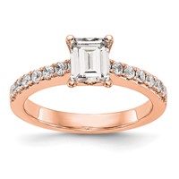 True Origin 14K Rose Gold 0.33 Carat Lab Grown Diamond VS+ F+ Semi-Mount Emerald Engagement Ring view 1