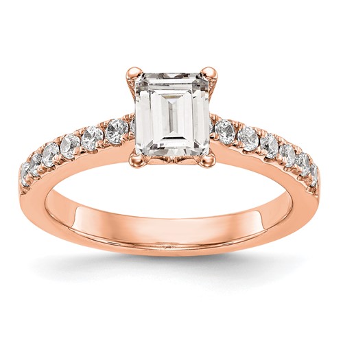 True Origin 14K Rose Gold 0.33 Carat Lab Grown Diamond VS+ F+ Semi-Mount Emerald Engagement Ring