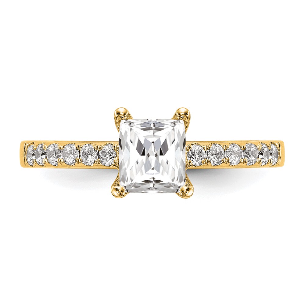 True Origin 14K 1/3 carat Lab Grown Diamond VS  D E F  Semi Mount Emerald Engagement Ring (RM2643E-100-YLD)