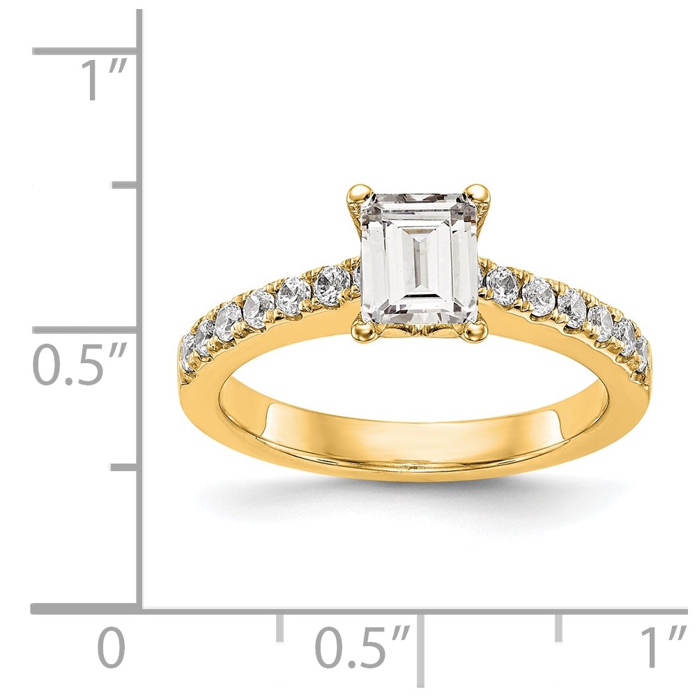 True Origin 14K 1/3 carat Lab Grown Diamond VS  D E F  Semi Mount Emerald Engagement Ring (RM2643E-100-YLD)