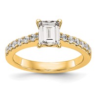 True Origin 14K Yellow Gold 0.33 Carat Lab Grown Diamond VS+ F+ Semi-Mount Emerald Engagement Ring view 1