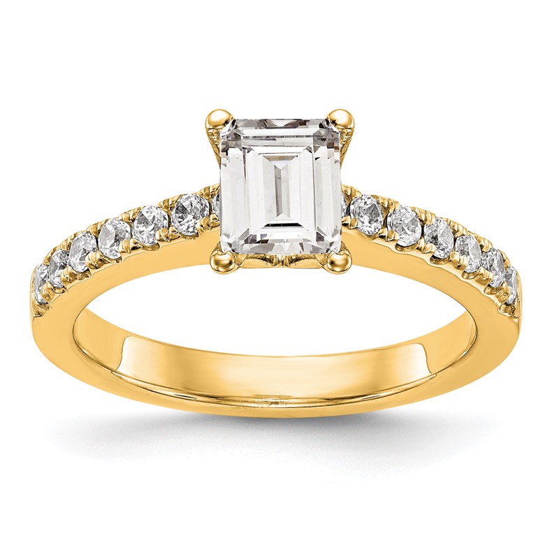 True Origin 14K 1/3 carat Lab Grown Diamond VS  D E F  Semi Mount Emerald Engagement Ring