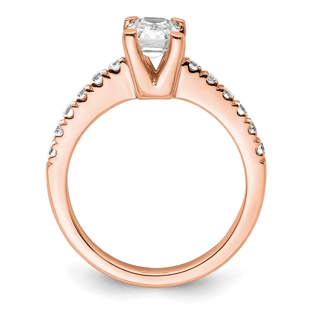 True Origin 14K Rose Gold 3/8 carat Lab Grown Diamond VS  D E F  Semi Mount Emerald Engagement Ring (RM2643E-150-RLD)