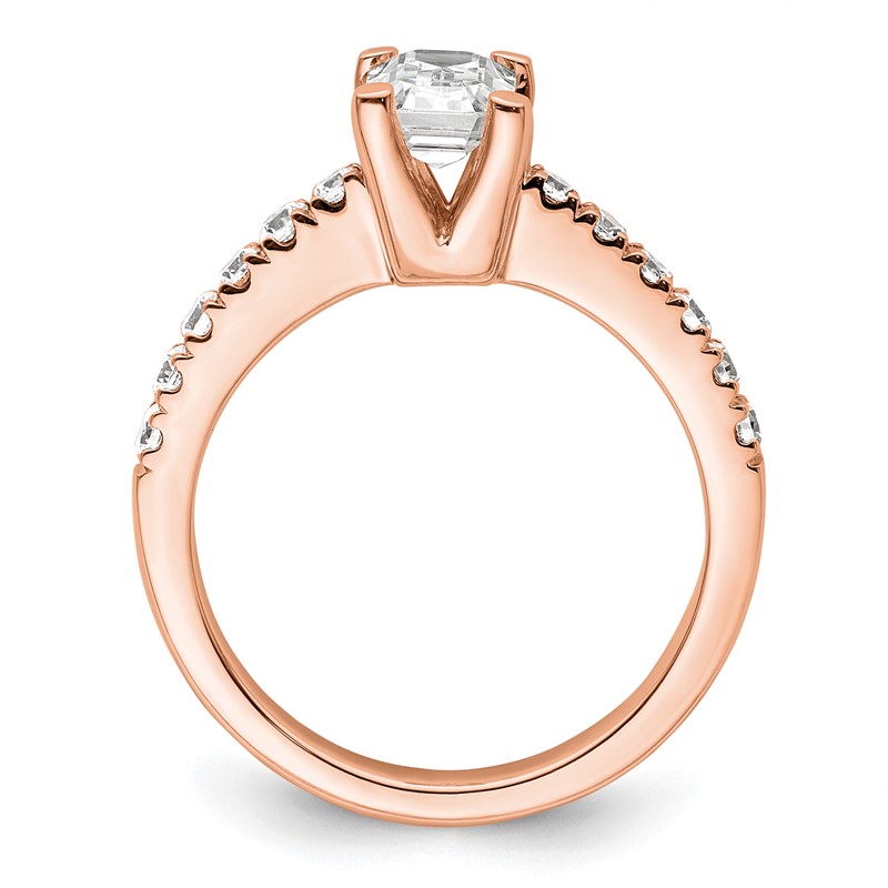 True Origin 14K Rose Gold 3/8 carat Lab Grown Diamond VS  D E F  Semi Mount Emerald Engagement Ring