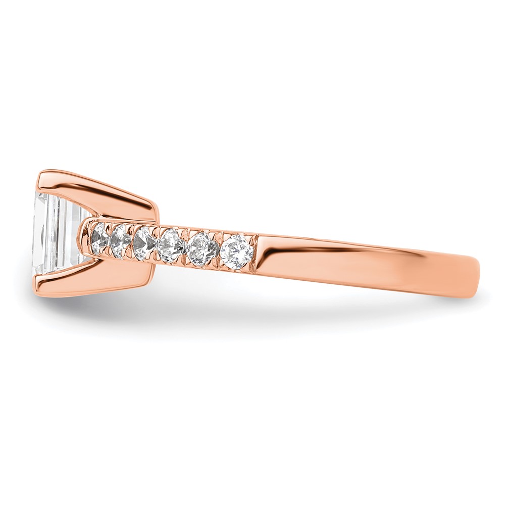 True Origin 14K Rose Gold 3/8 carat Lab Grown Diamond VS  D E F  Semi Mount Emerald Engagement Ring (RM2643E-150-RLD)