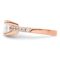 True Origin 14K Rose Gold 0.38 Carat Lab Grown Diamond VS+ F+ Semi-Mount Emerald Engagement Ring view 3