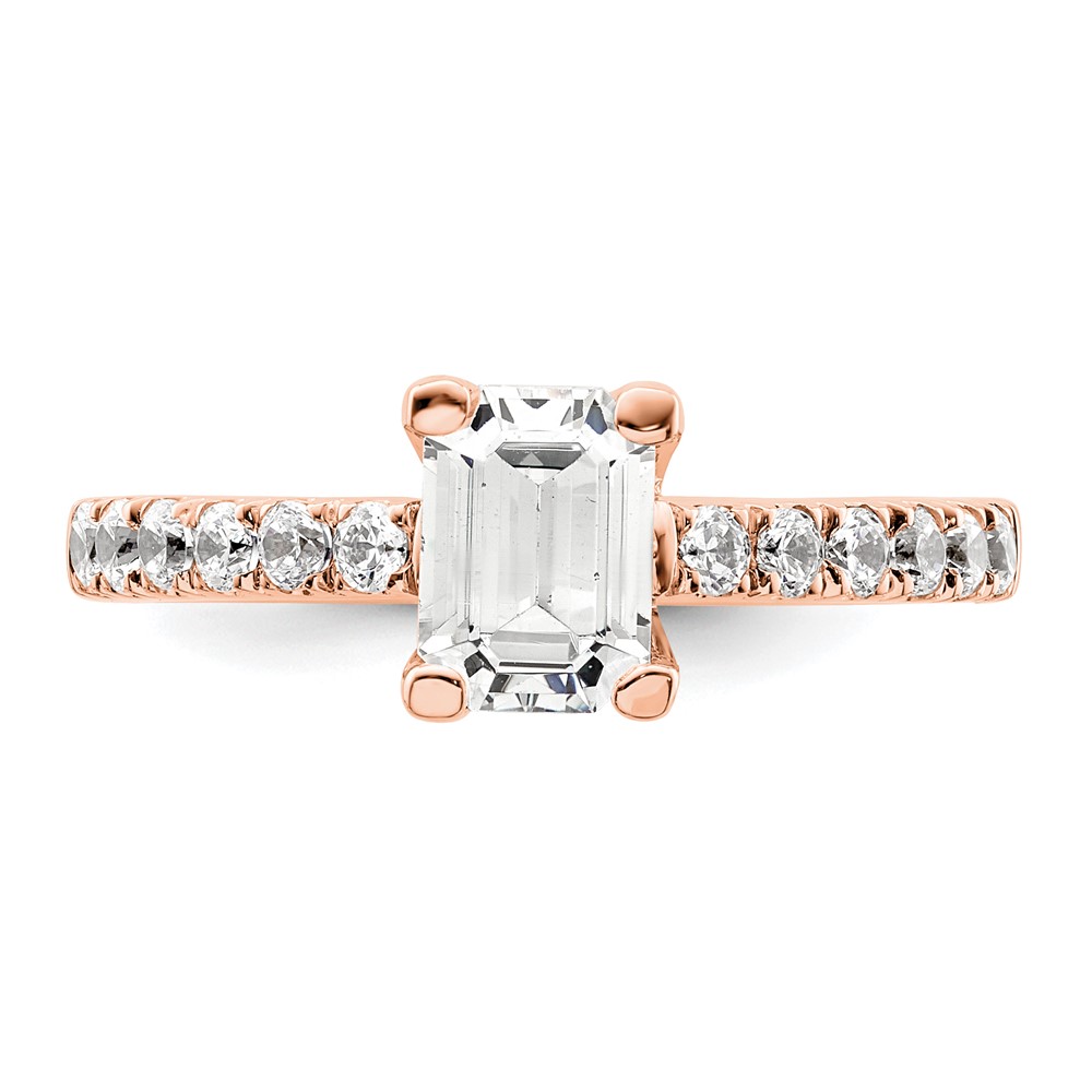 True Origin 14K Rose Gold 3/8 carat Lab Grown Diamond VS  D E F  Semi Mount Emerald Engagement Ring (RM2643E-150-RLD)