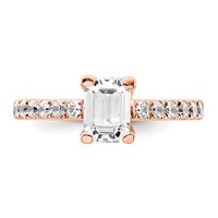 True Origin 14K Rose Gold 0.38 Carat Lab Grown Diamond VS+ F+ Semi-Mount Emerald Engagement Ring view 4