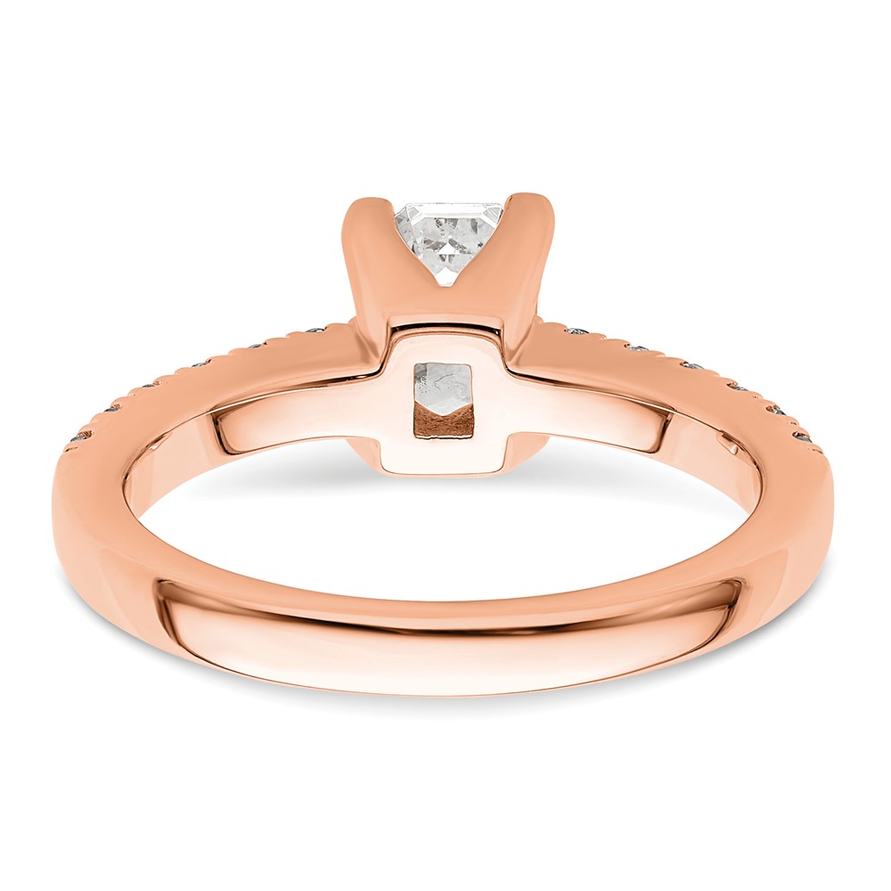 True Origin 14K Rose Gold 3/8 carat Lab Grown Diamond VS  D E F  Semi Mount Emerald Engagement Ring (RM2643E-150-RLD)