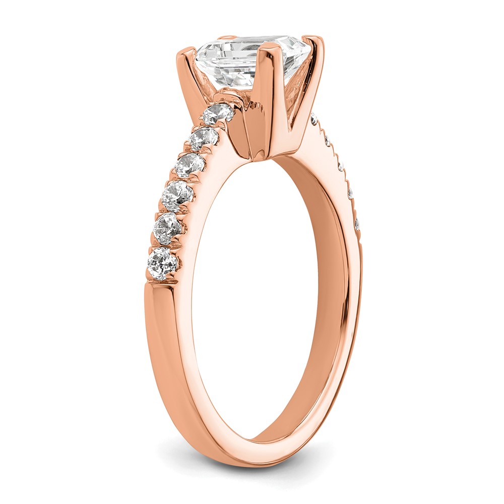 True Origin 14K Rose Gold 3/8 carat Lab Grown Diamond VS  D E F  Semi Mount Emerald Engagement Ring (RM2643E-150-RLD)