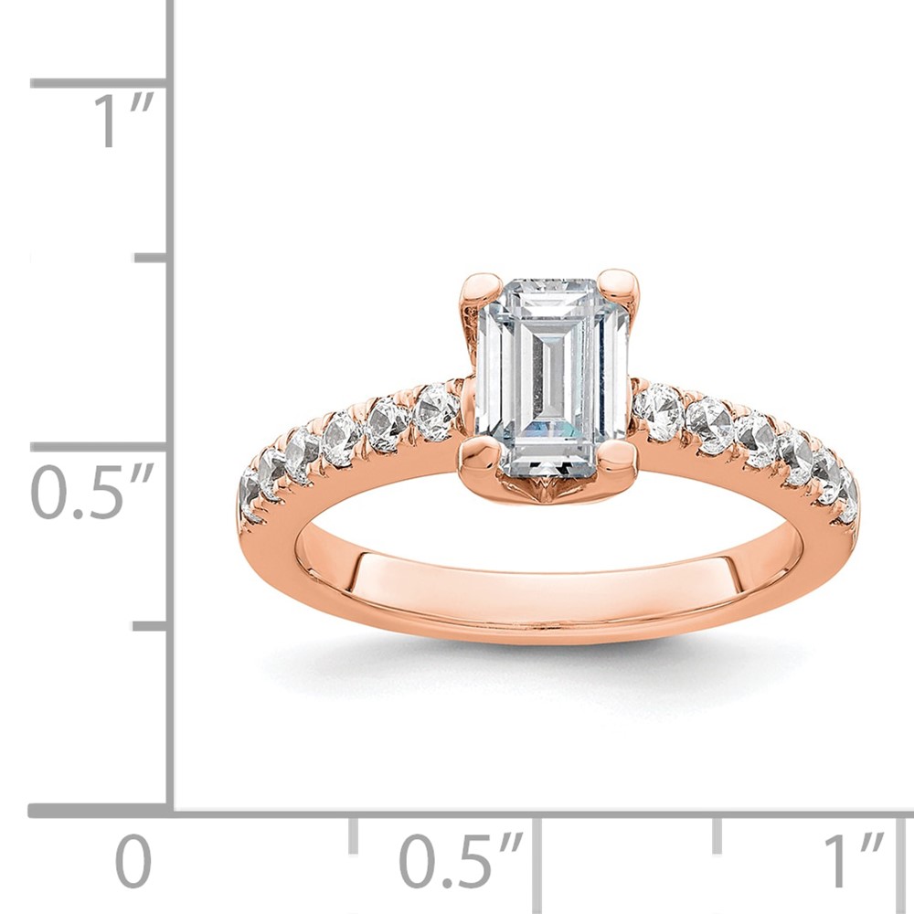True Origin 14K Rose Gold 3/8 carat Lab Grown Diamond VS  D E F  Semi Mount Emerald Engagement Ring (RM2643E-150-RLD)