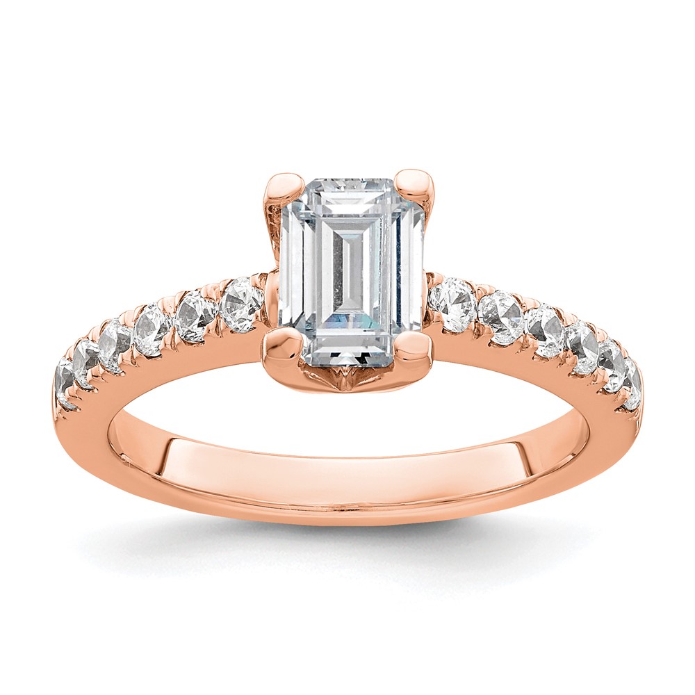 True Origin 14K Rose Gold 3/8 carat Lab Grown Diamond VS  D E F  Semi Mount Emerald Engagement Ring (RM2643E-150-RLD)