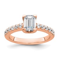 True Origin 14K Rose Gold 0.38 Carat Lab Grown Diamond VS+ F+ Semi-Mount Emerald Engagement Ring view 1