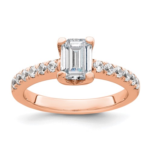 True Origin 14K Rose Gold 0.38 Carat Lab Grown Diamond VS+ F+ Semi-Mount Emerald Engagement Ring