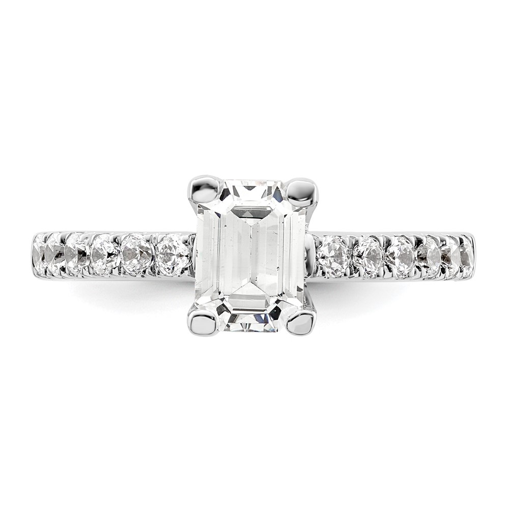True Origin 14K White Gold 3/8 carat Lab Grown Diamond VS  D E F  Semi Mount Emerald Engagement Ring (RM2643E-150-WLD)