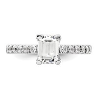True Origin 14K White Gold 0.38 Carat Lab Grown Diamond VS+ F+ Semi-Mount Emerald Engagement Ring view 4