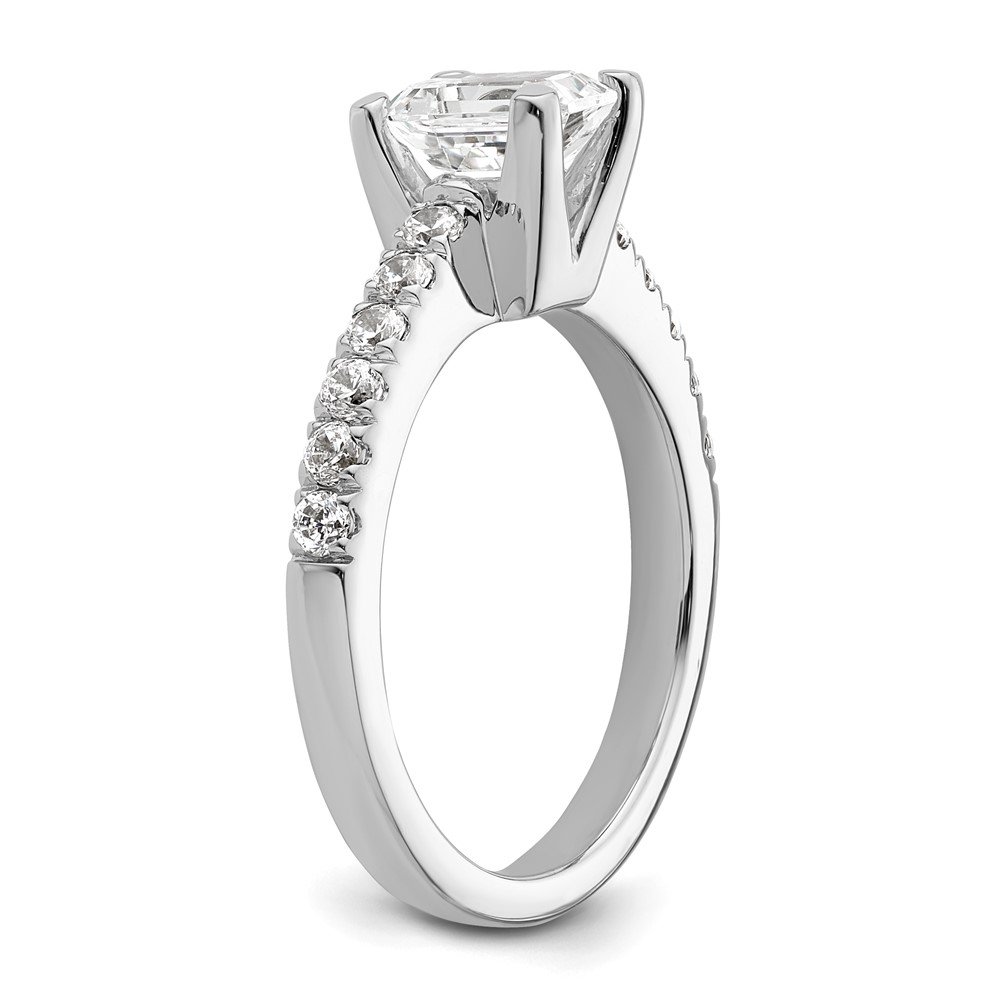 True Origin 14K White Gold 3/8 carat Lab Grown Diamond VS  D E F  Semi Mount Emerald Engagement Ring (RM2643E-150-WLD)