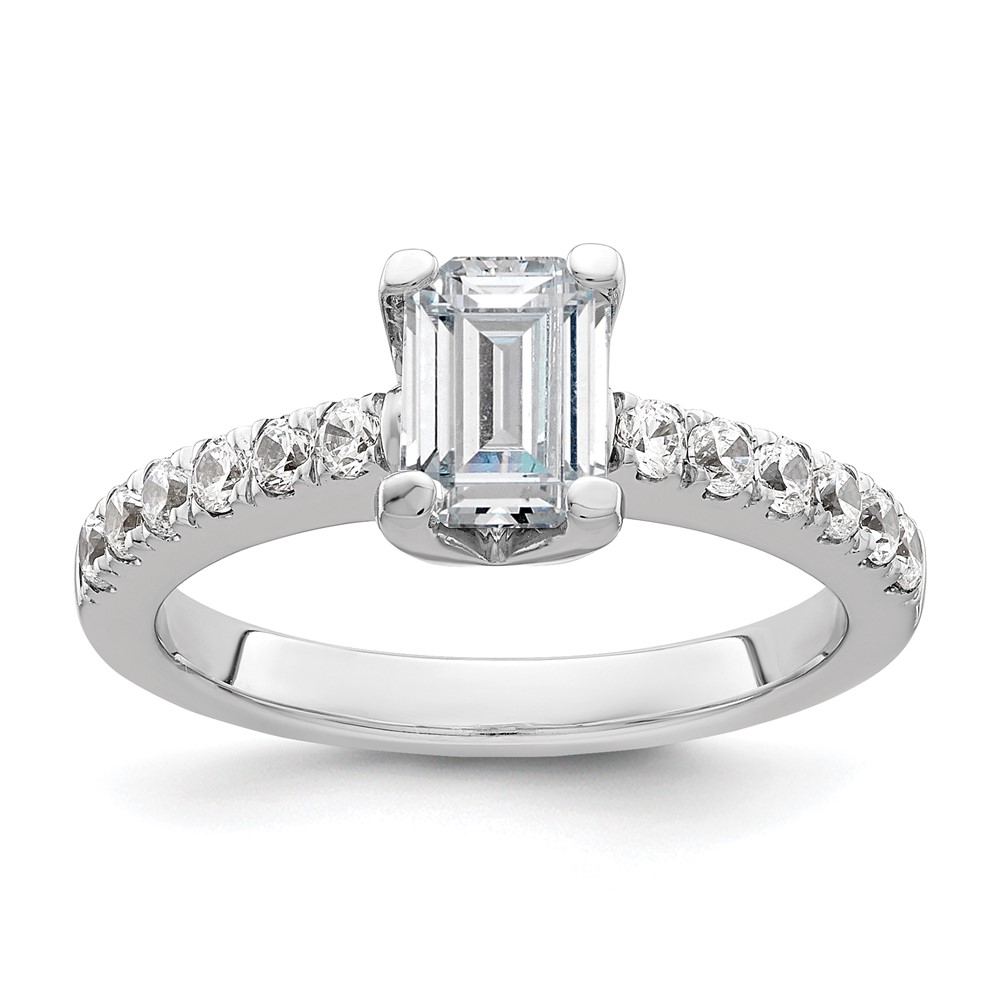 True Origin 14K White Gold 3/8 carat Lab Grown Diamond VS  D E F  Semi Mount Emerald Engagement Ring (RM2643E-150-WLD)