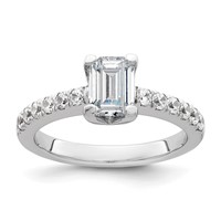 True Origin 14K White Gold 0.38 Carat Lab Grown Diamond VS+ F+ Semi-Mount Emerald Engagement Ring view 1