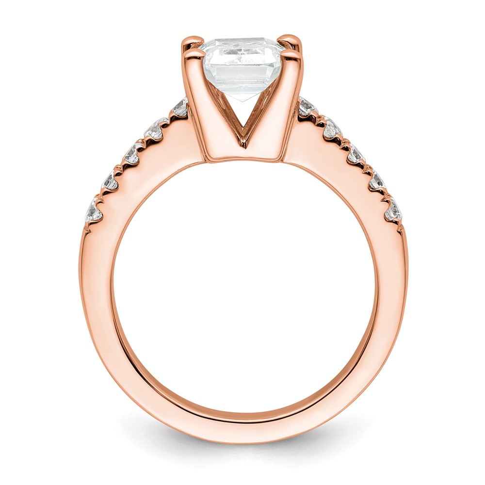 True Origin 14K Rose Gold 3/8 carat Lab Grown Diamond VS  D E F  Semi Mount Emerald Engagement Ring (RM2643E-200-RLD)