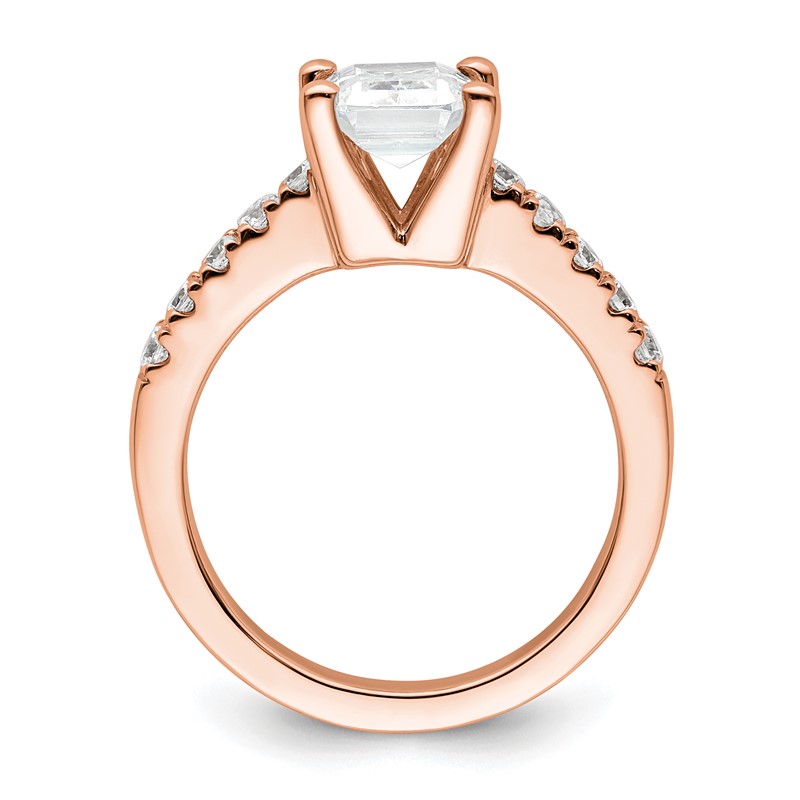 True Origin 14K Rose Gold 3/8 carat Lab Grown Diamond VS  D E F  Semi Mount Emerald Engagement Ring