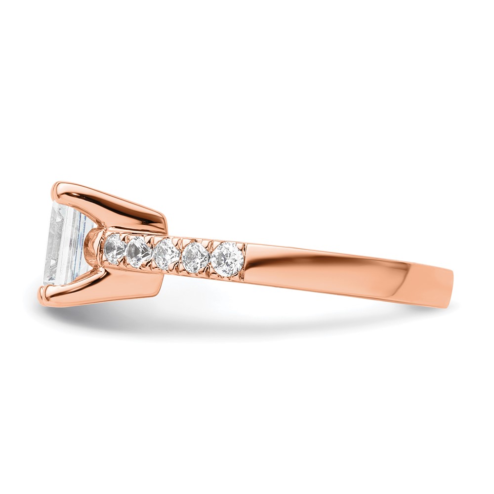 True Origin 14K Rose Gold 3/8 carat Lab Grown Diamond VS  D E F  Semi Mount Emerald Engagement Ring (RM2643E-200-RLD)