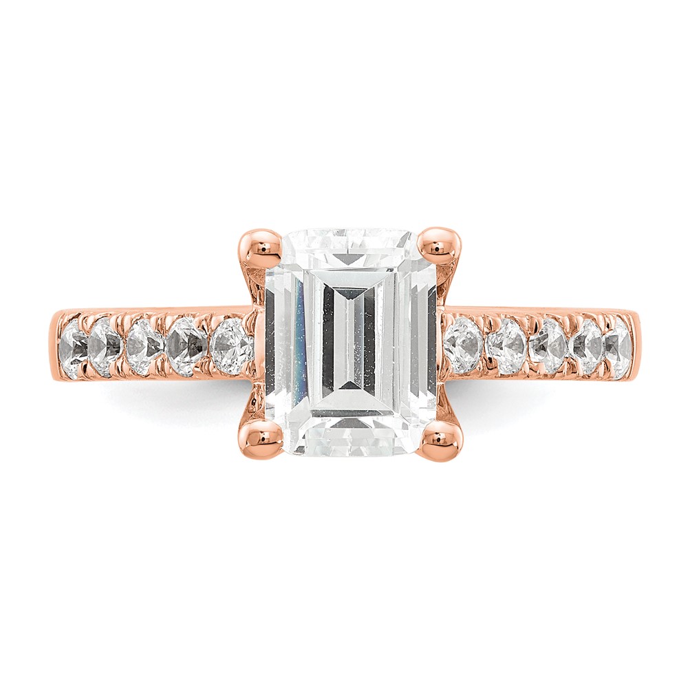 True Origin 14K Rose Gold 3/8 carat Lab Grown Diamond VS  D E F  Semi Mount Emerald Engagement Ring (RM2643E-200-RLD)
