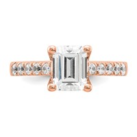 True Origin 14K Rose Gold 0.38 Carat Lab Grown Diamond VS+ F+ Semi-Mount Emerald Engagement Ring view 4