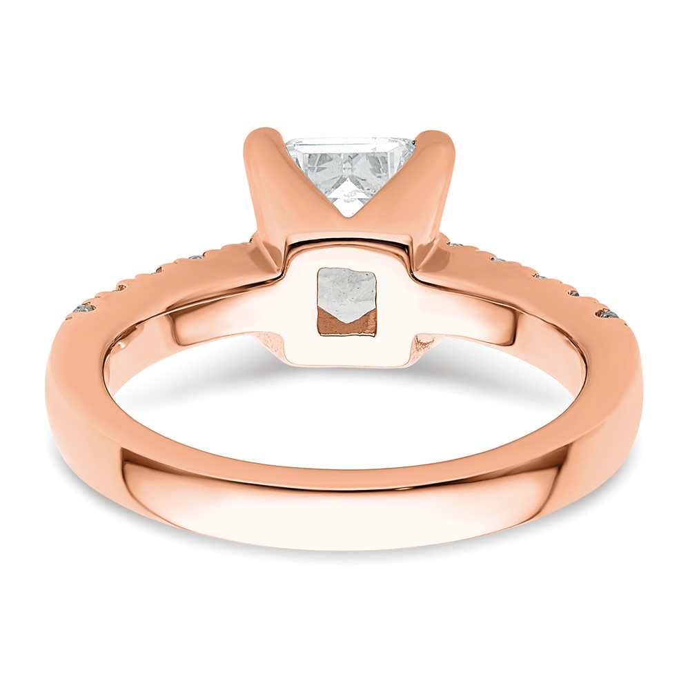 True Origin 14K Rose Gold 3/8 carat Lab Grown Diamond VS  D E F  Semi Mount Emerald Engagement Ring (RM2643E-200-RLD)