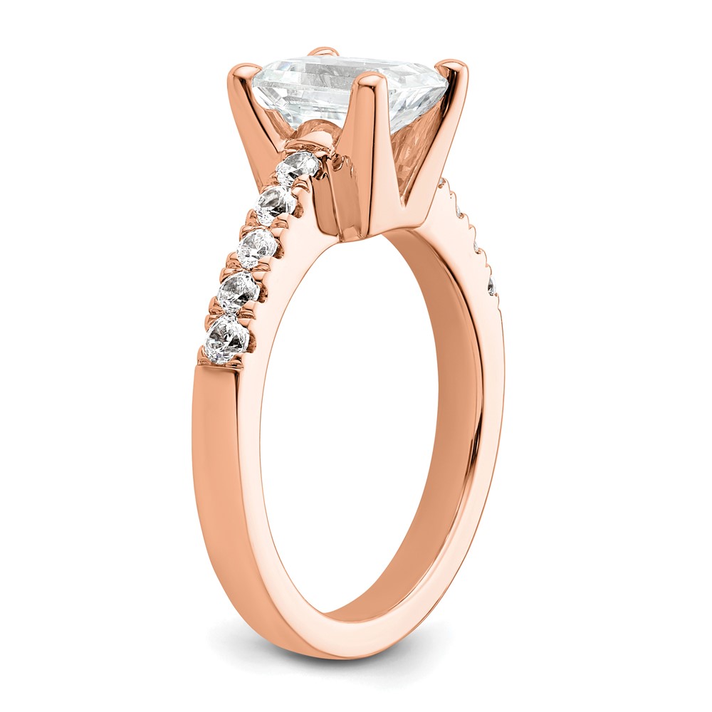True Origin 14K Rose Gold 3/8 carat Lab Grown Diamond VS  D E F  Semi Mount Emerald Engagement Ring (RM2643E-200-RLD)