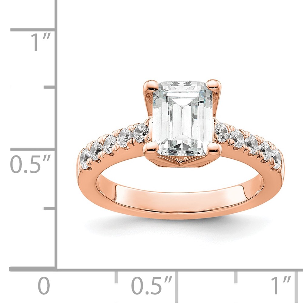 True Origin 14K Rose Gold 3/8 carat Lab Grown Diamond VS  D E F  Semi Mount Emerald Engagement Ring (RM2643E-200-RLD)