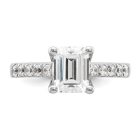 True Origin 14K White Gold 0.38 Carat Lab Grown Diamond VS+ F+ Semi-Mount Emerald Engagement Ring view 4