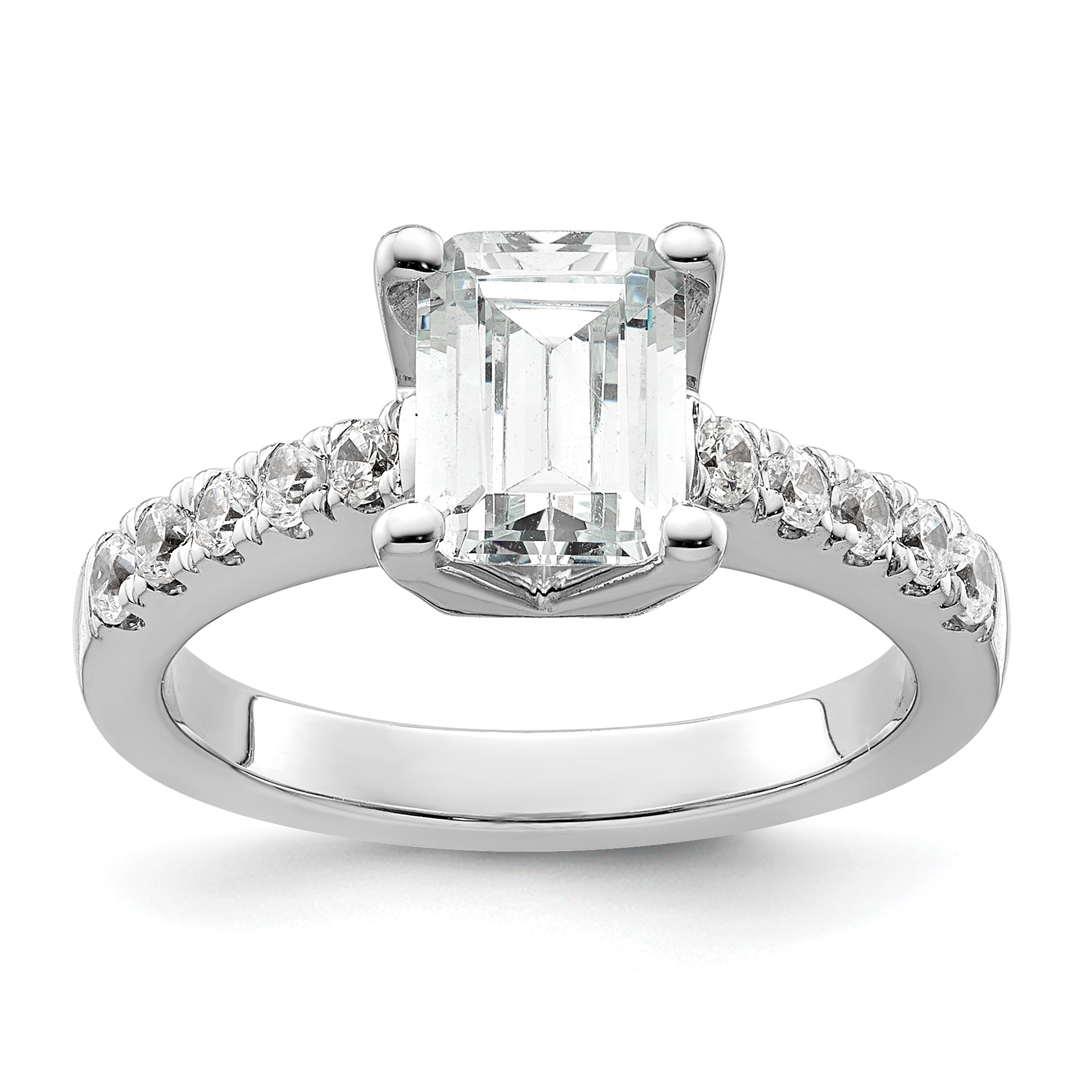 True Origin 14K White Gold 3/8 carat Lab Grown Diamond VS  D E F  Semi Mount Emerald Engagement Ring (RM2643E-200-WLD)
