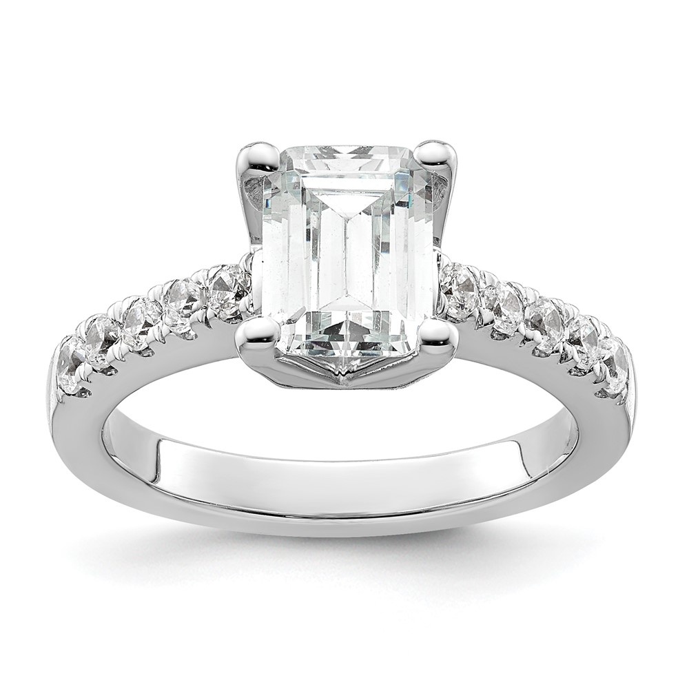 True Origin 14K White Gold 3/8 carat Lab Grown Diamond VS  D E F  Semi Mount Emerald Engagement Ring (RM2643E-200-WLD)