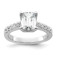 True Origin 14K White Gold 0.38 Carat Lab Grown Diamond VS+ F+ Semi-Mount Emerald Engagement Ring view 1