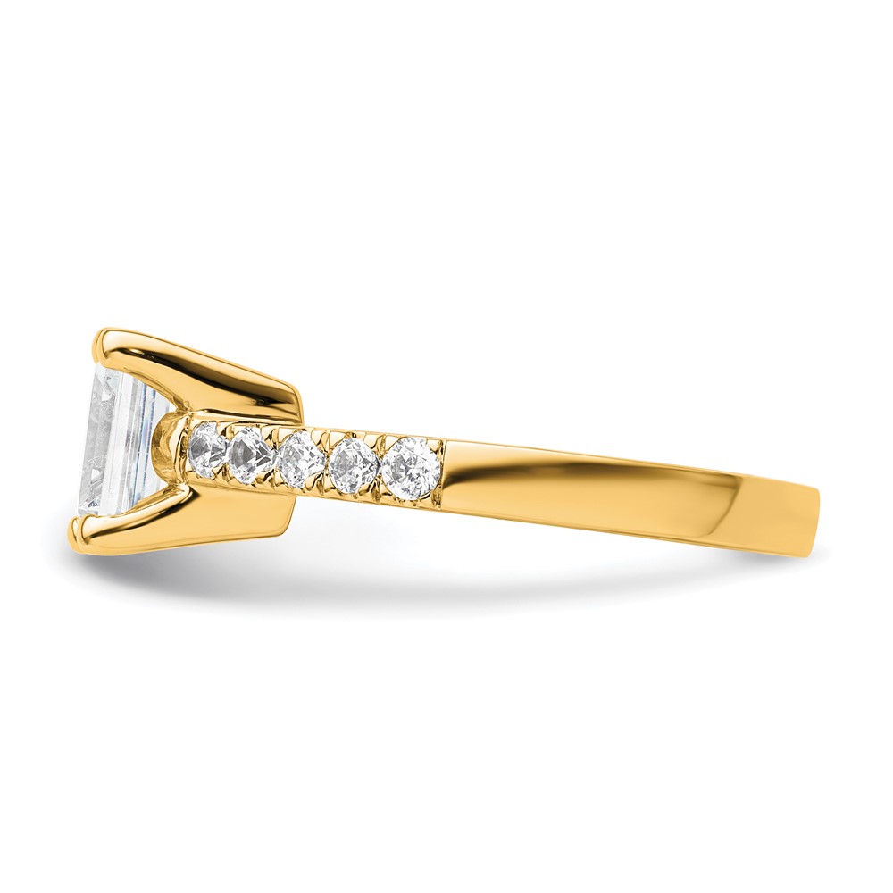 True Origin 14K 3/8 carat Lab Grown Diamond VS  D E F  Semi Mount Emerald Engagement Ring (RM2643E-200-YLD)