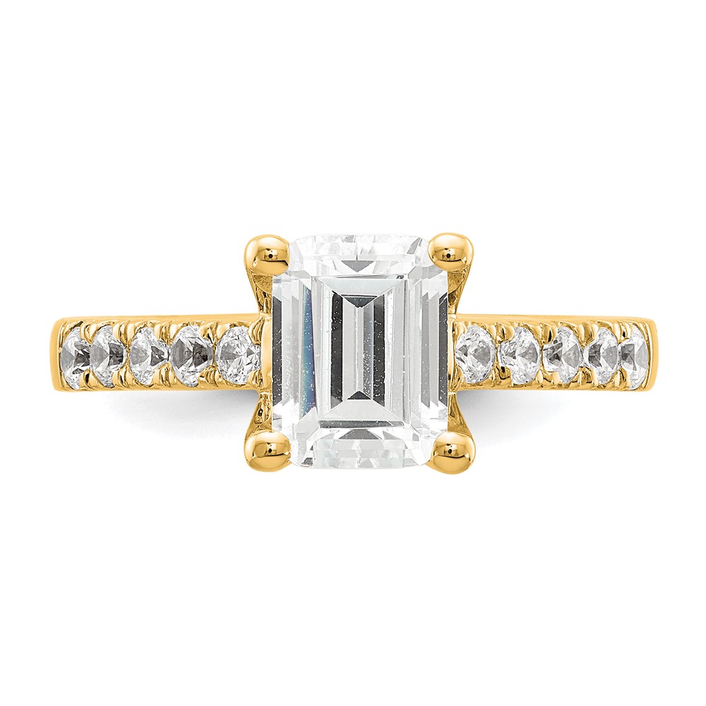True Origin 14K 3/8 carat Lab Grown Diamond VS  D E F  Semi Mount Emerald Engagement Ring (RM2643E-200-YLD)