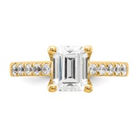 True Origin 14K Yellow Gold 0.38 Carat Lab Grown Diamond VS+ F+ Semi-Mount Emerald Engagement Ring view 4
