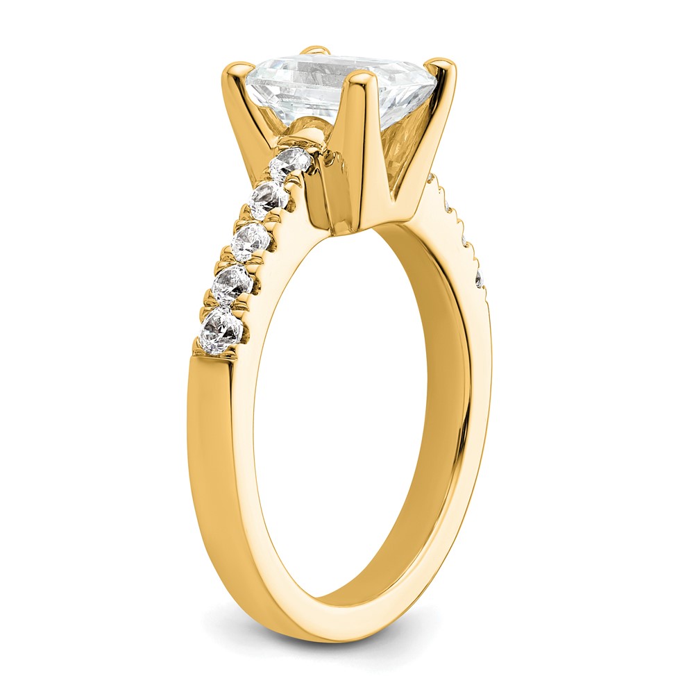 True Origin 14K 3/8 carat Lab Grown Diamond VS  D E F  Semi Mount Emerald Engagement Ring (RM2643E-200-YLD)