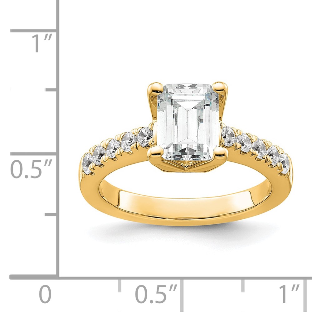 True Origin 14K 3/8 carat Lab Grown Diamond VS  D E F  Semi Mount Emerald Engagement Ring (RM2643E-200-YLD)