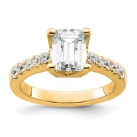True Origin 14K Yellow Gold 0.38 Carat Lab Grown Diamond VS+ F+ Semi-Mount Emerald Engagement Ring view 1