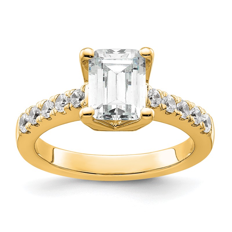 True Origin 14K 3/8 carat Lab Grown Diamond VS  D E F  Semi Mount Emerald Engagement Ring