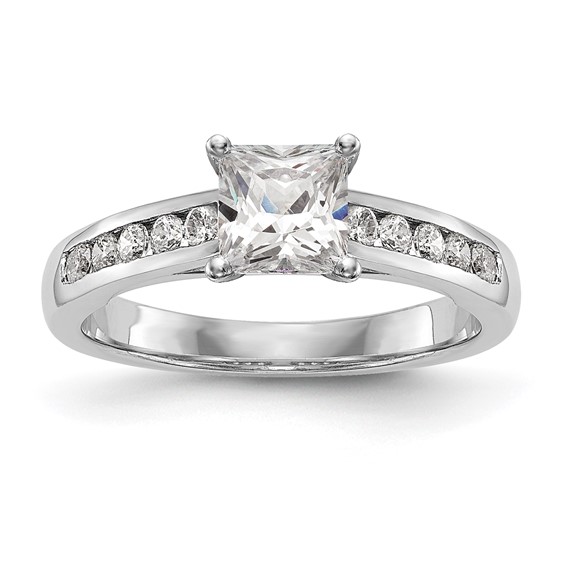 14k White Gold 1/5 carat Lab Grown Diamond VS/SI+ G+ Semi-Mount Pet Set Engagement Ring