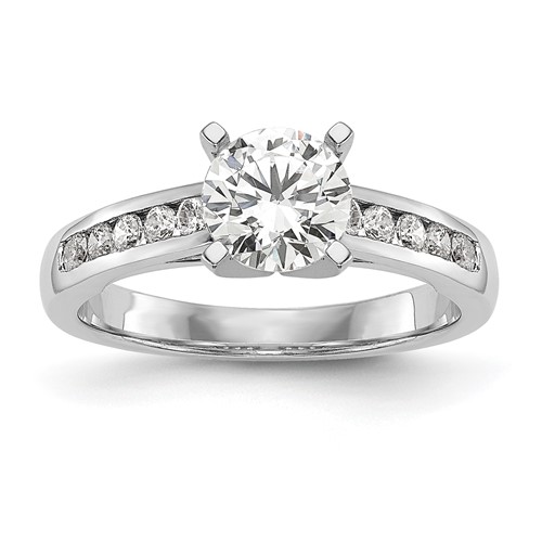 14K White Gold 0.20 Carat Lab Grown Diamond VS SI+ G+ Semi-Mount Pet Set Engagement Ring