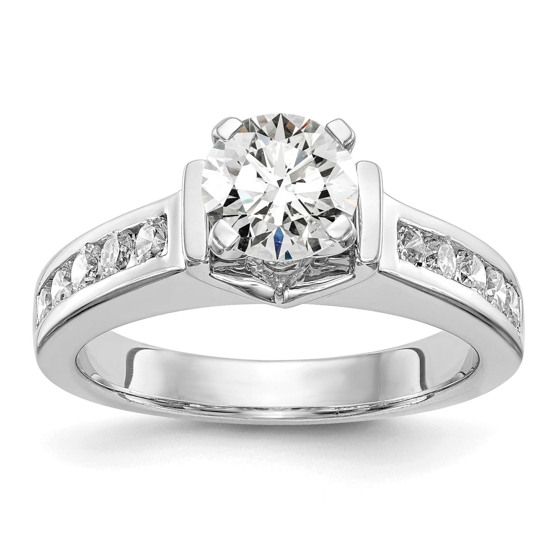 True Origin 14K White Gold 1/2 carat Lab Grown Diamond VS  D E F  Semi Mount Peg Set Engagement Ring (RM2666E-050-WLD)