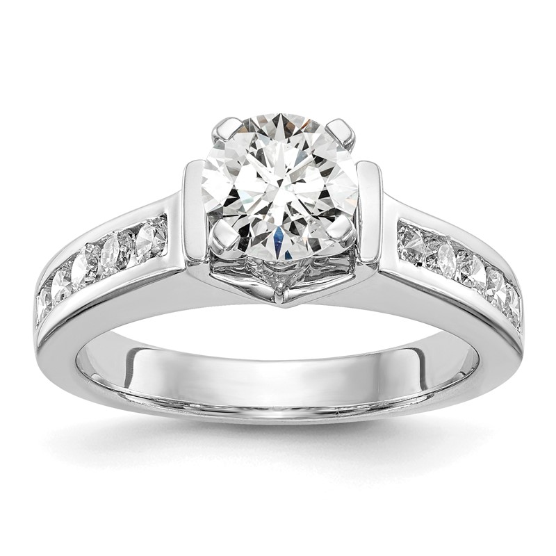 True Origin 14K White Gold 1/2 carat Lab Grown Diamond VS  D E F  Semi Mount Peg Set Engagement Ring